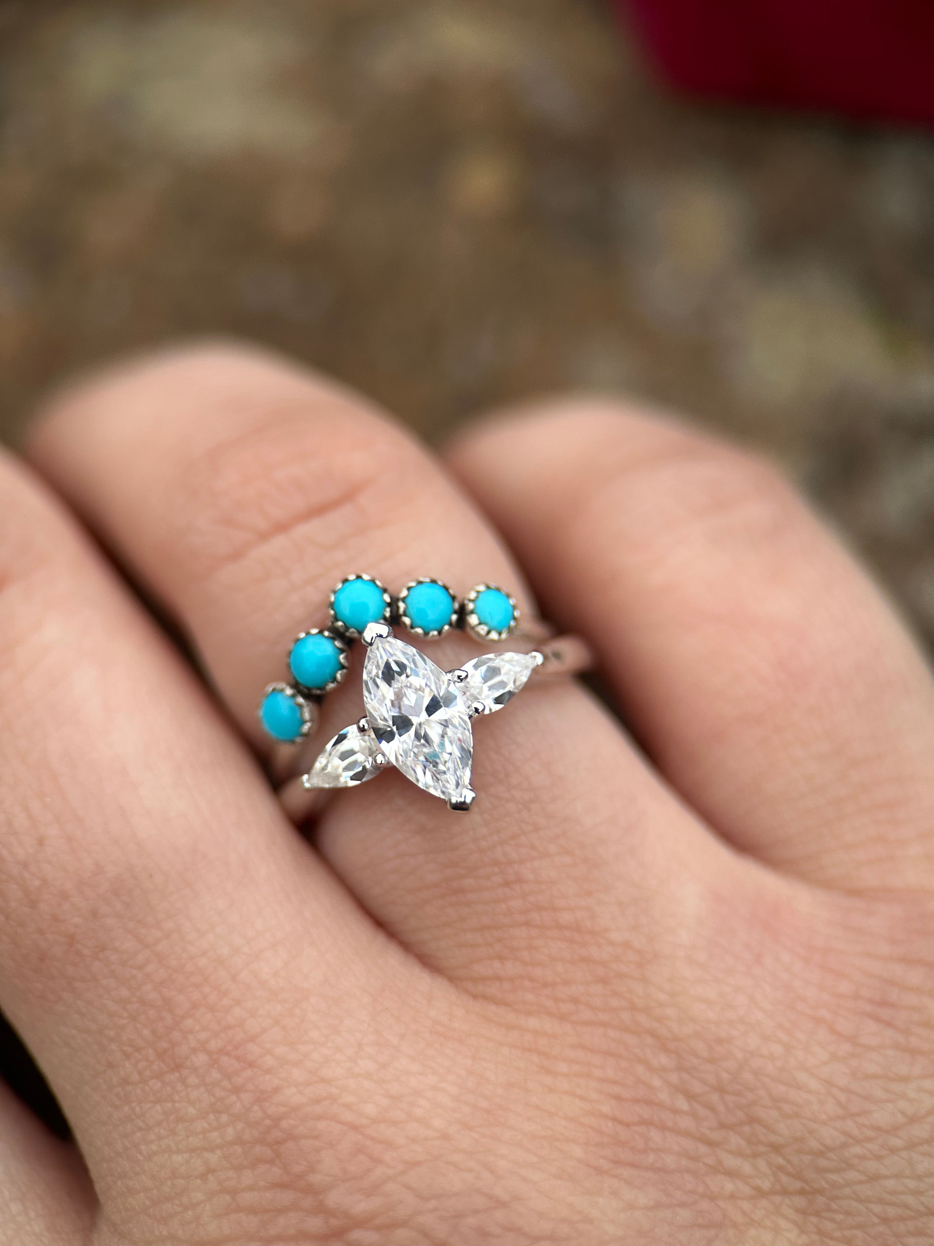 ORIGINAL MARQUISE ACCENT TWO RING SET.