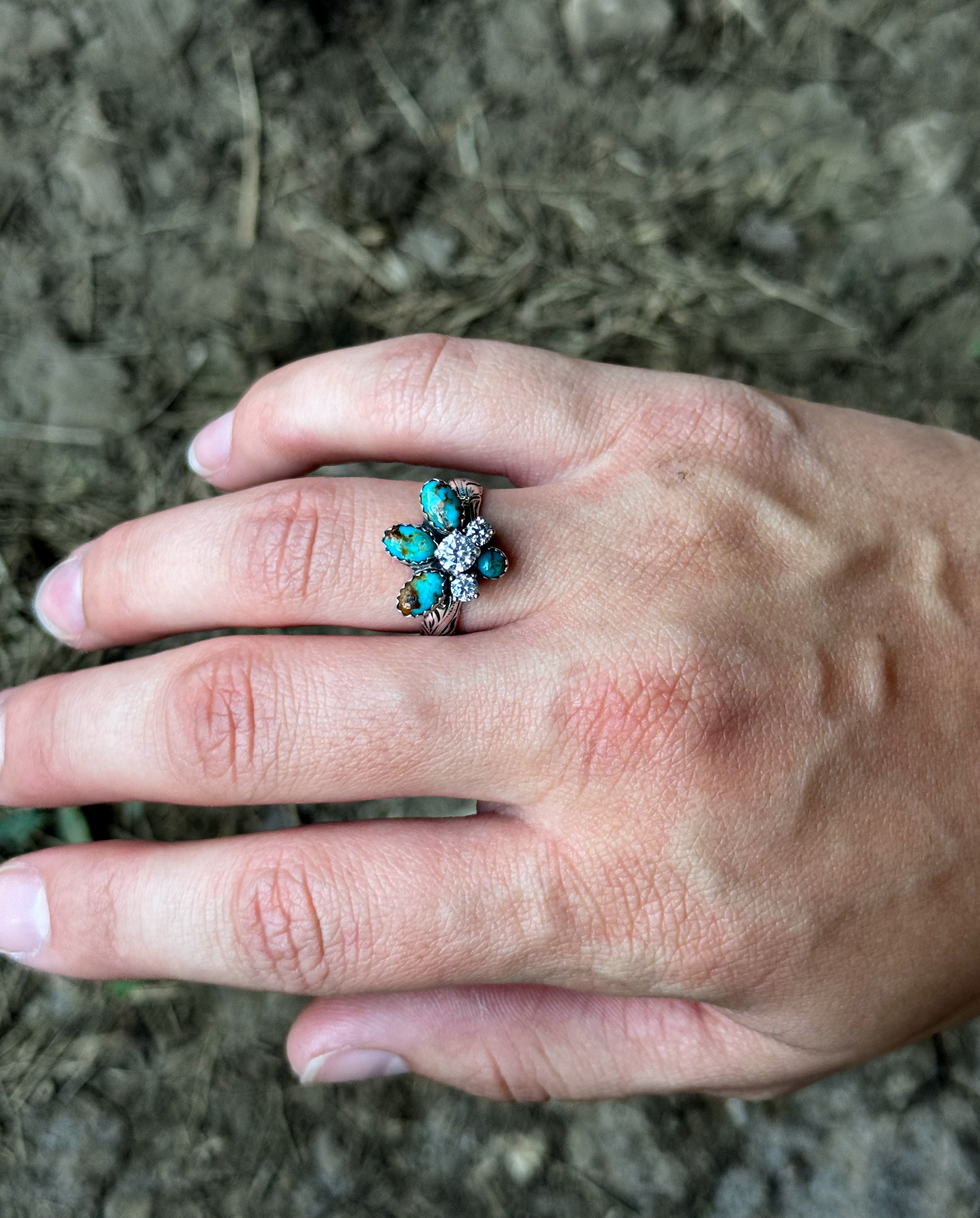 DIAMONDS AND KINGMAN ENGAGEMENT RING.