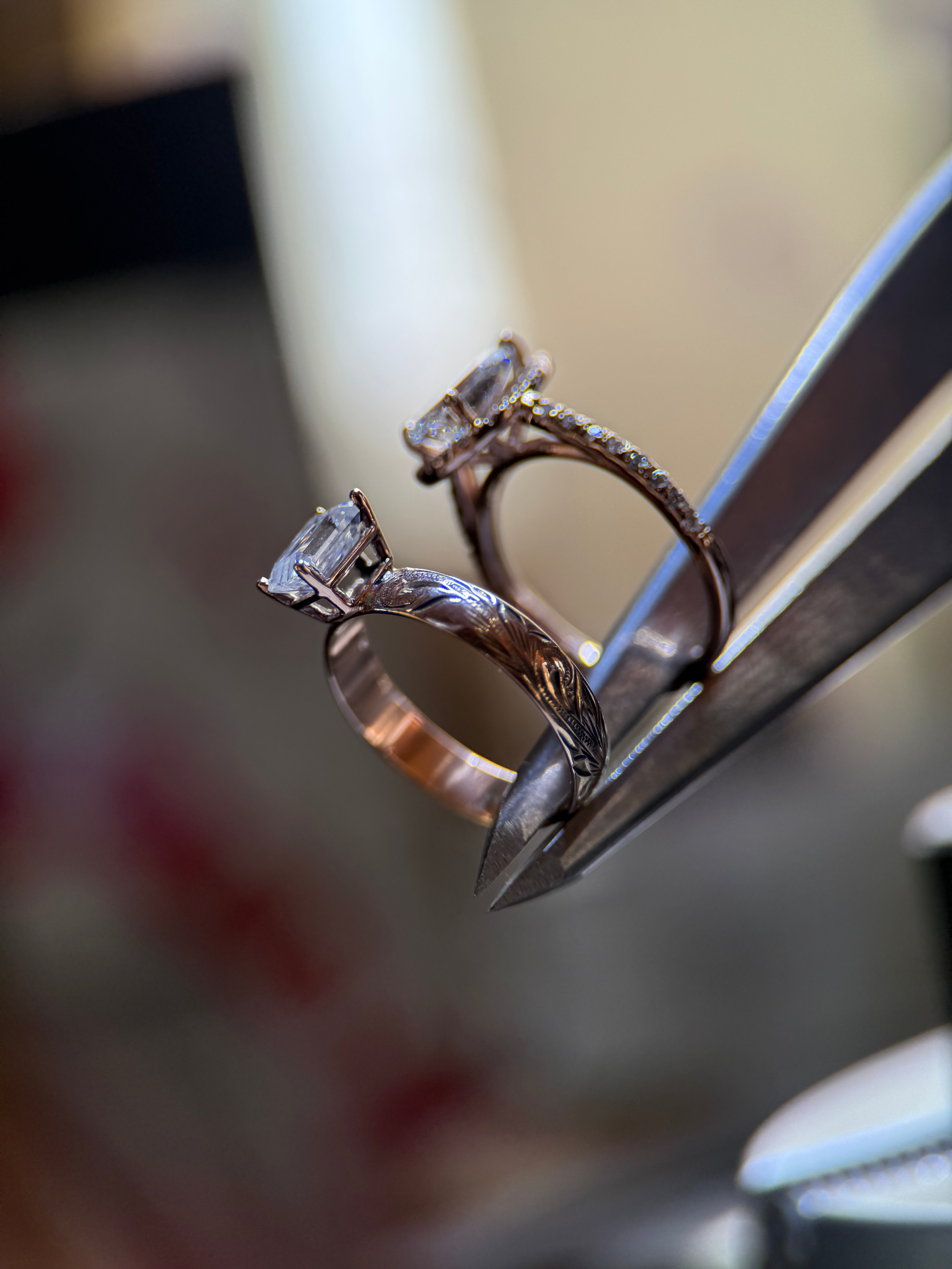 READY TO SHIP SOLID 14K ROSE GOLD & MOISSANITE.