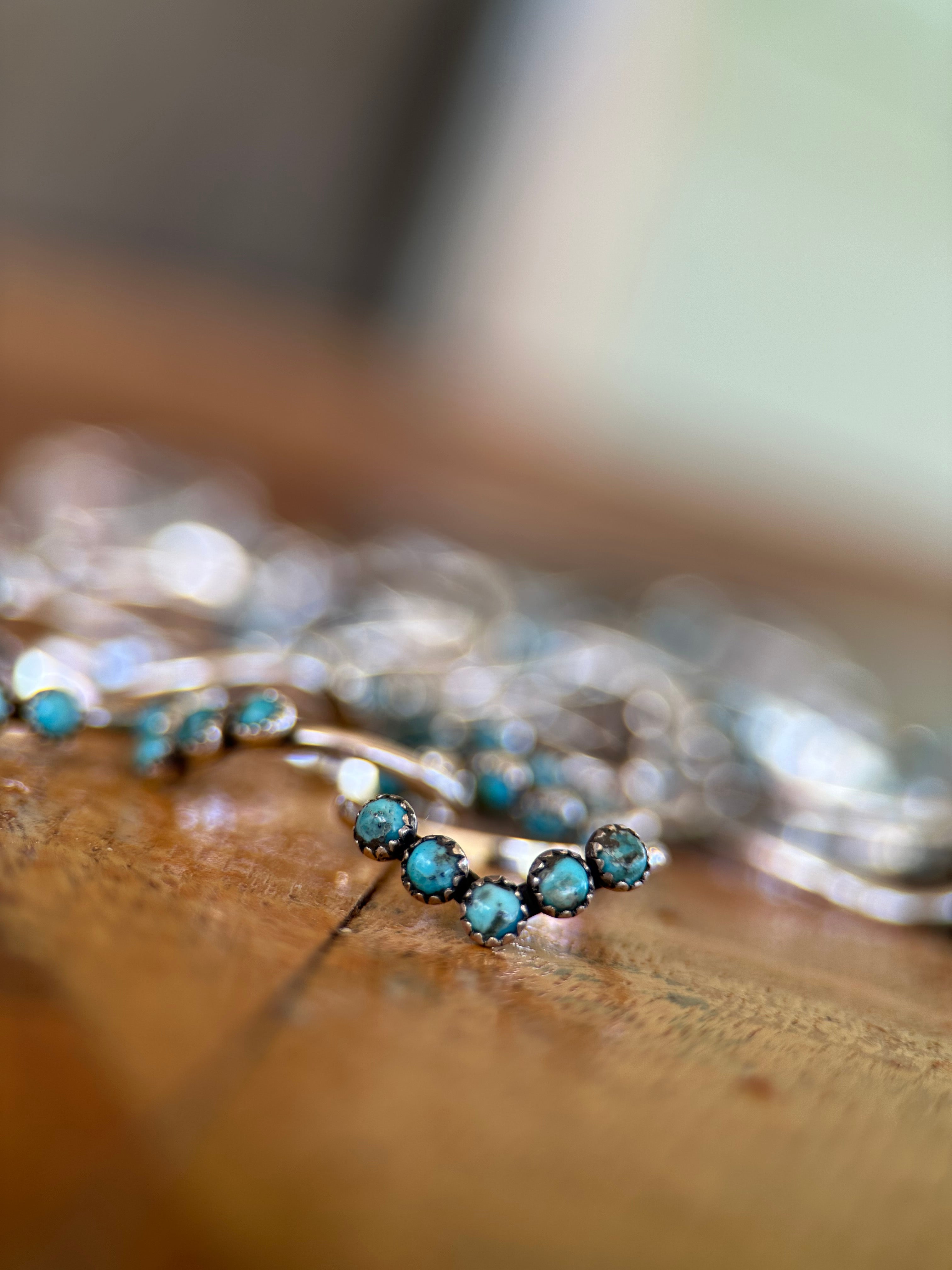 TURQUOISE 3MM STRAIGHT SILVER WEDDING BANDS.
