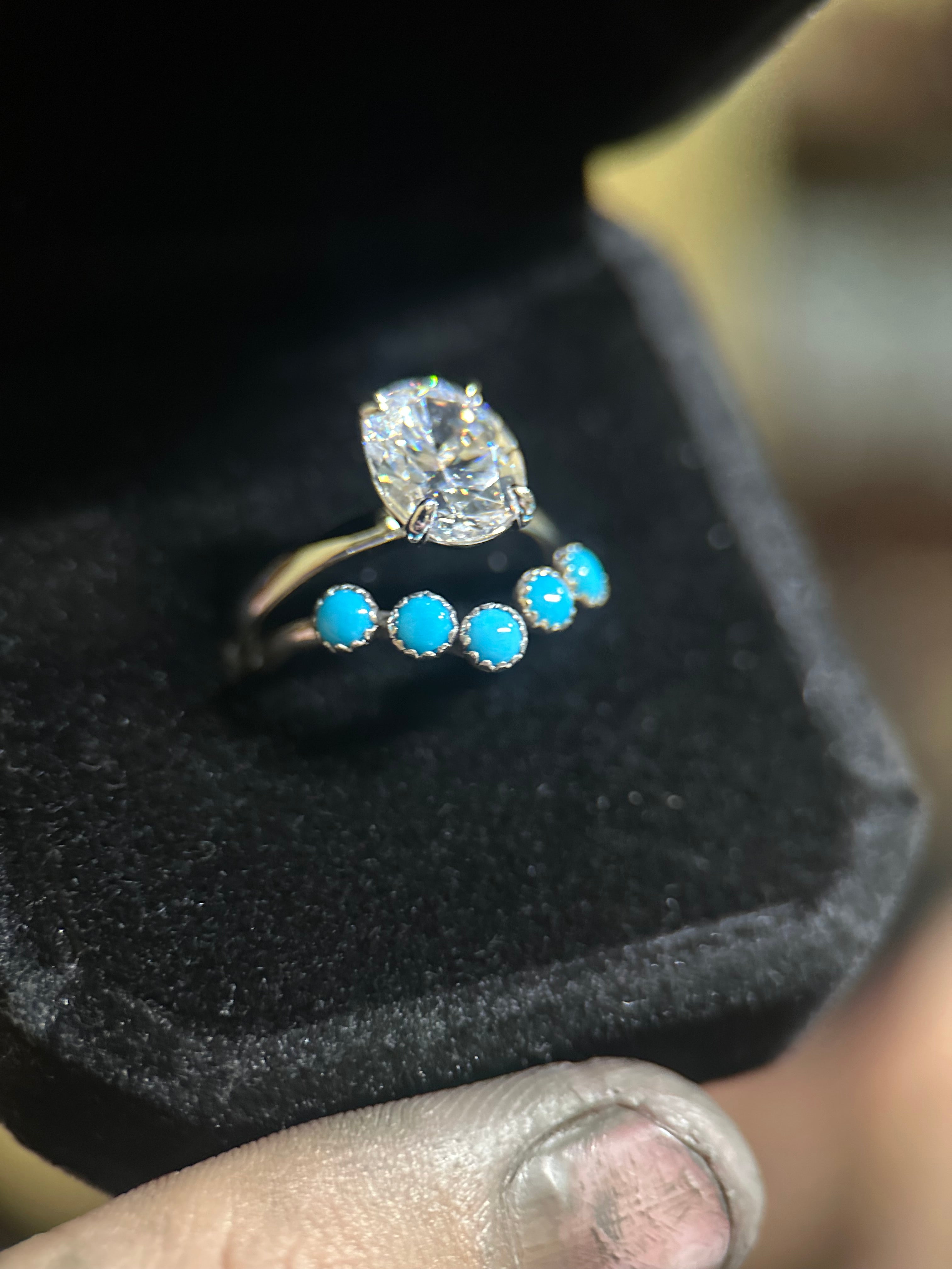 ORIGINAL OVAL SOLITAIRE THREE RING SET.