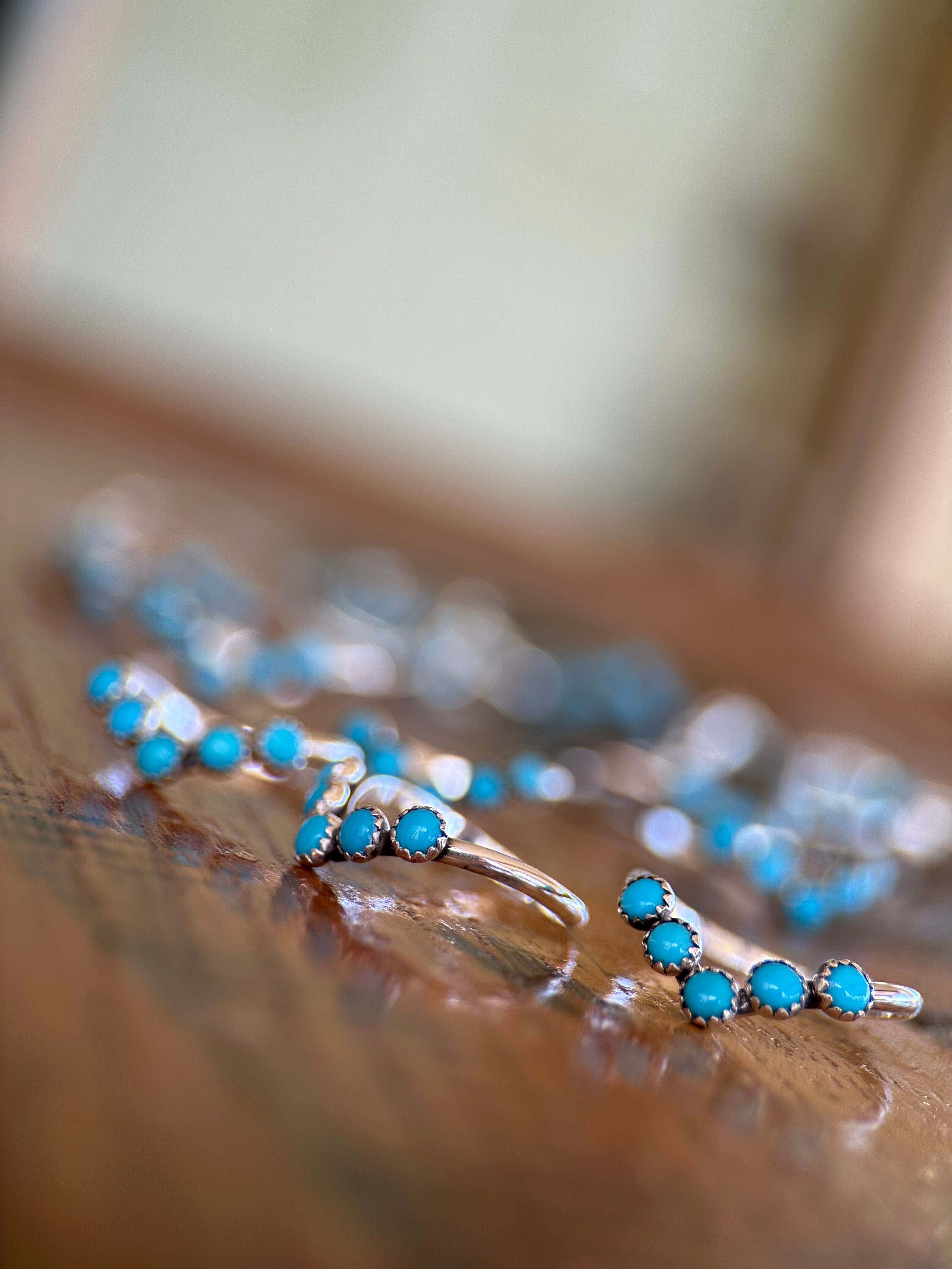 TURQUOISE 3MM STRAIGHT SILVER WEDDING BANDS.