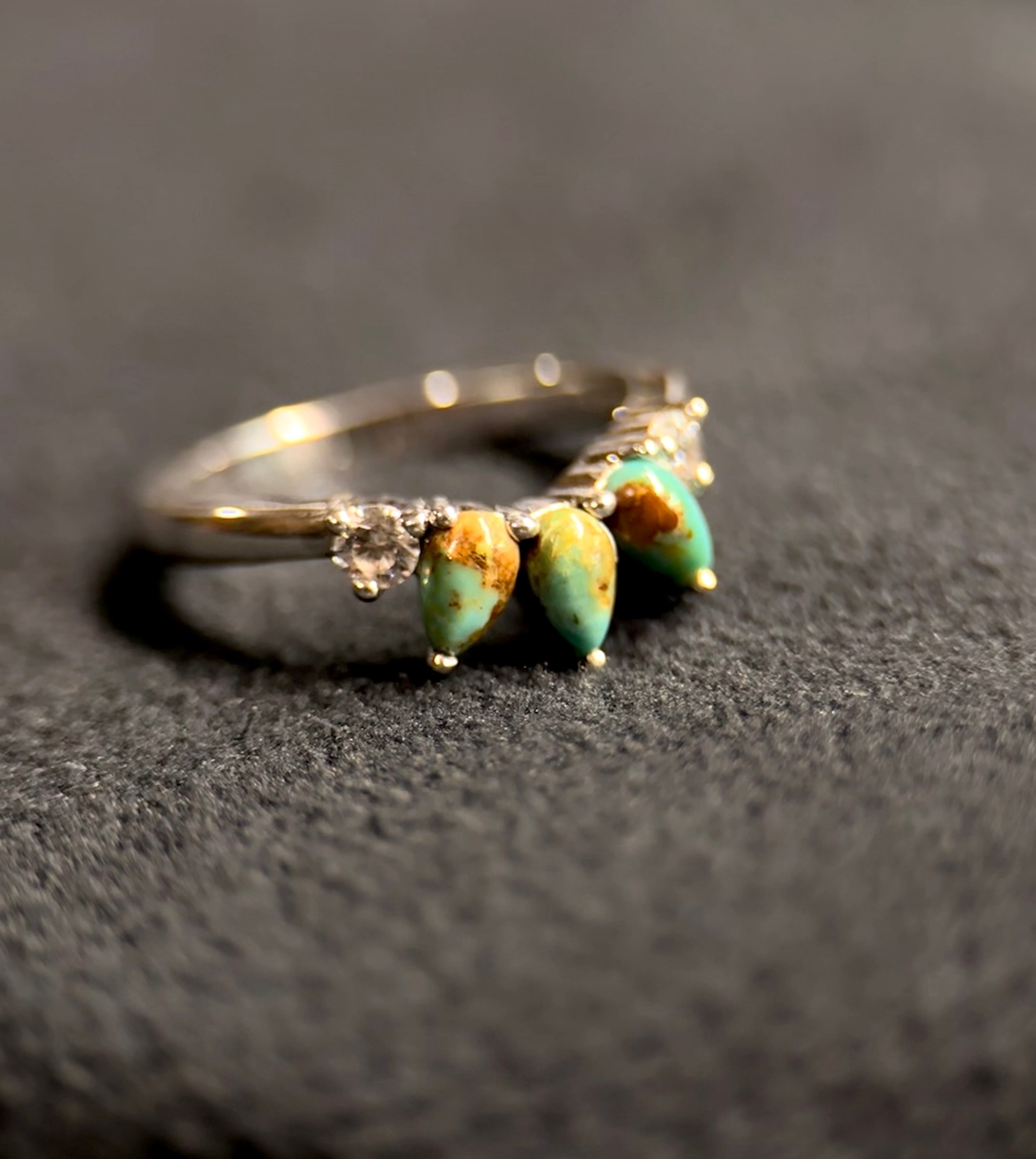 TURQUOISE & DIAMOND 2X3MM SILVER WEDDING BANDS.