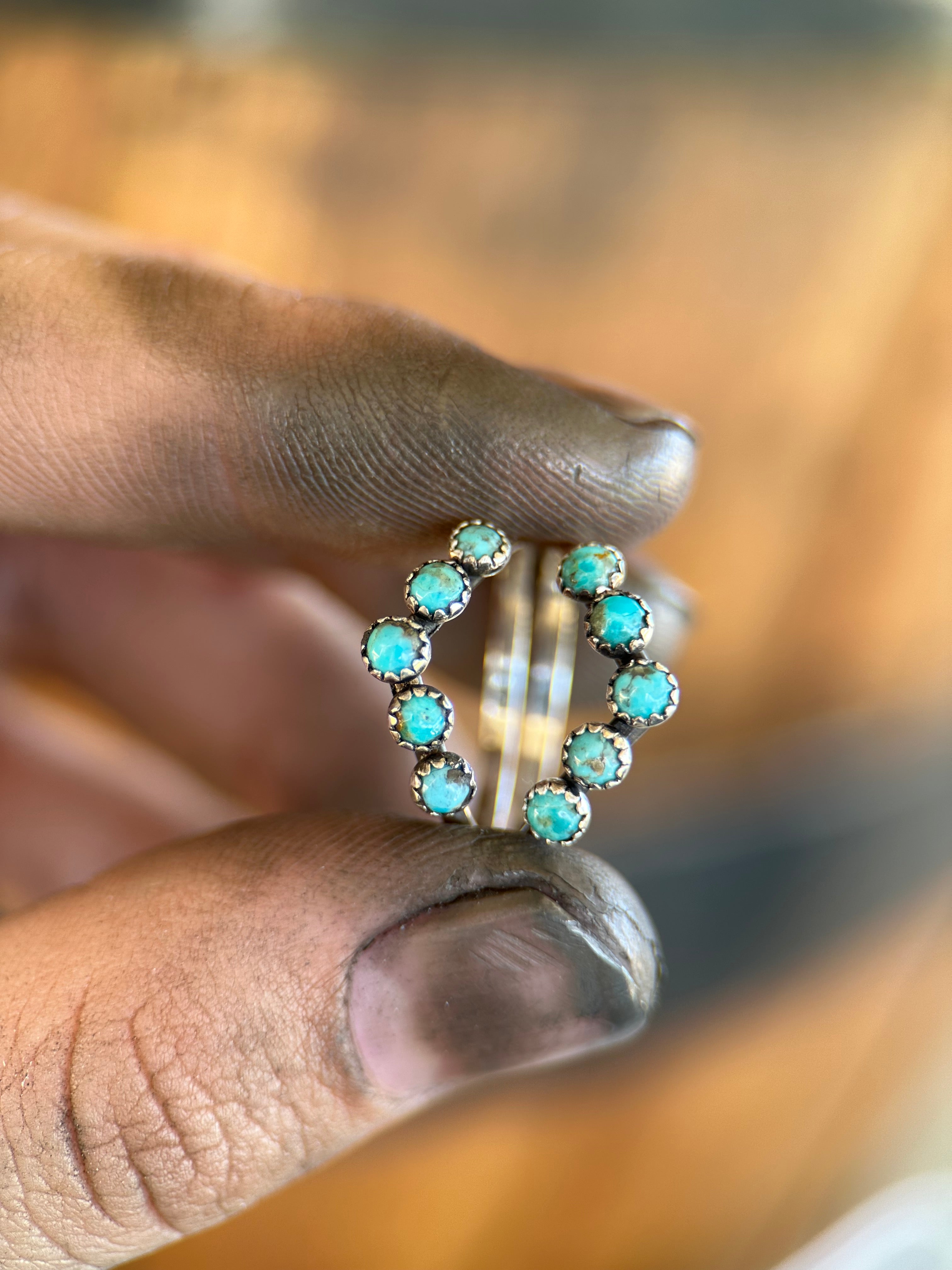 TURQUOISE 3MM STRAIGHT SILVER WEDDING BANDS.