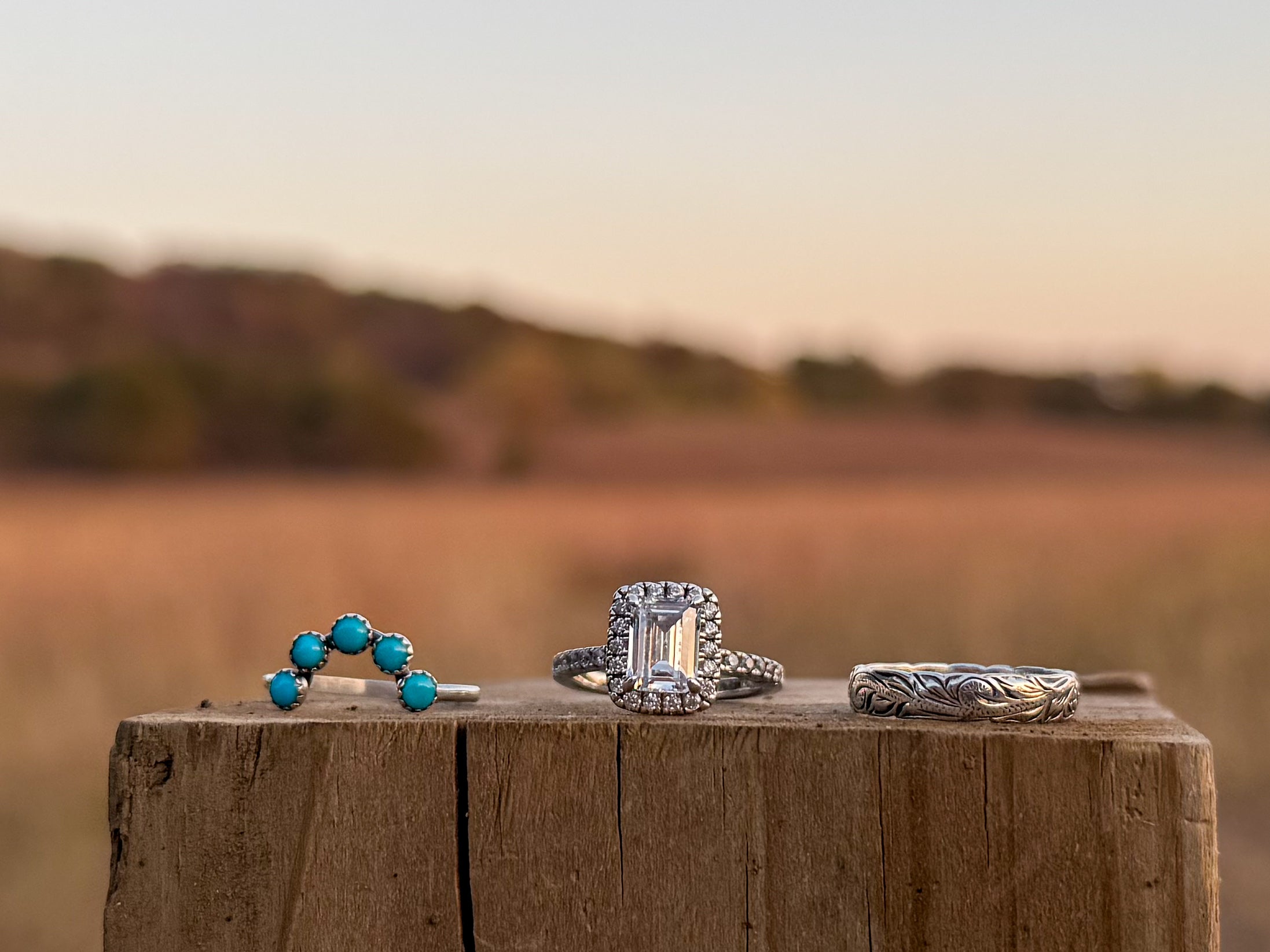 TURQUOISE 3MM ARCH SILVER WEDDING BANDS.