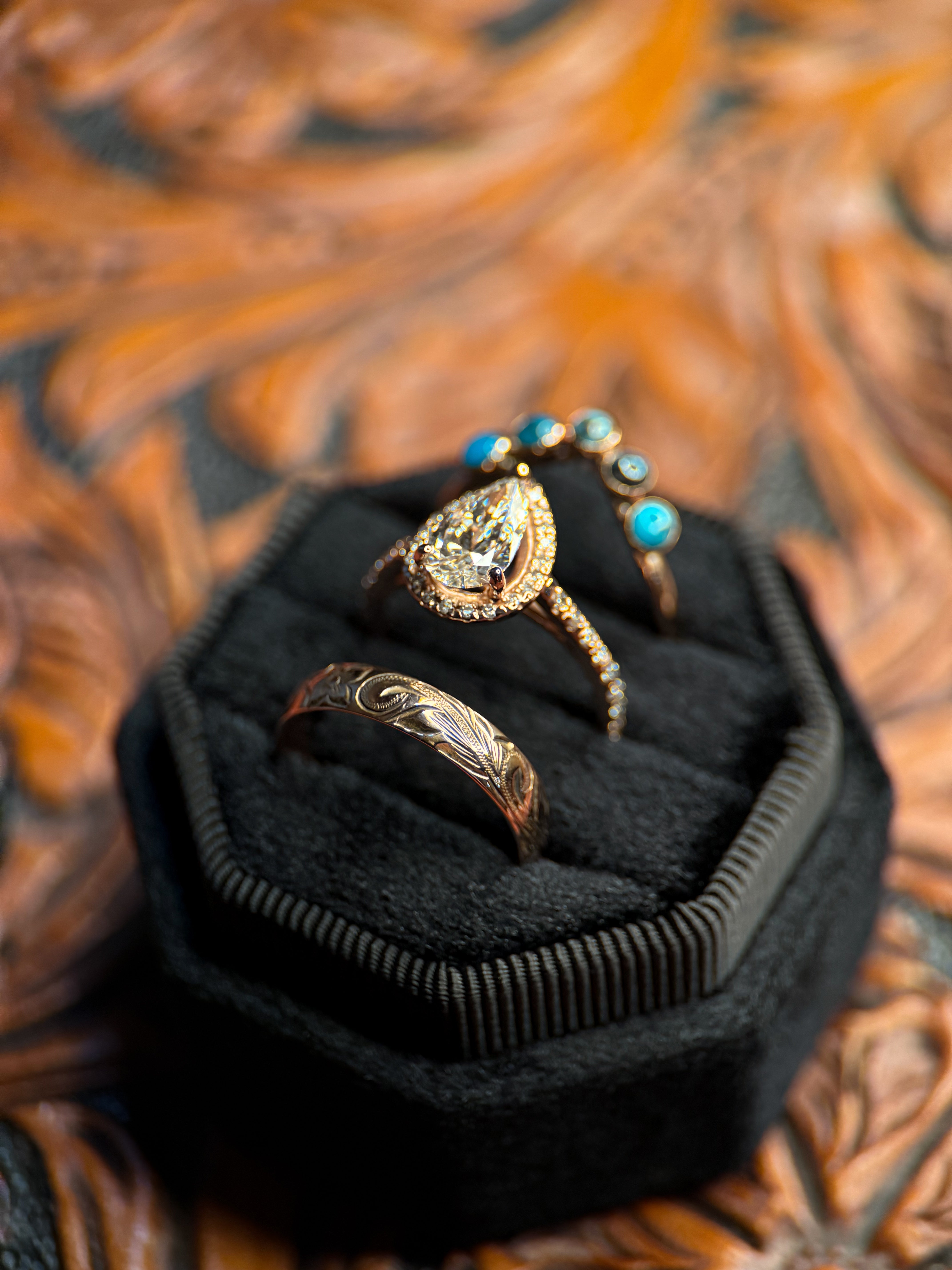 14K GOLD WEDDING SETS.