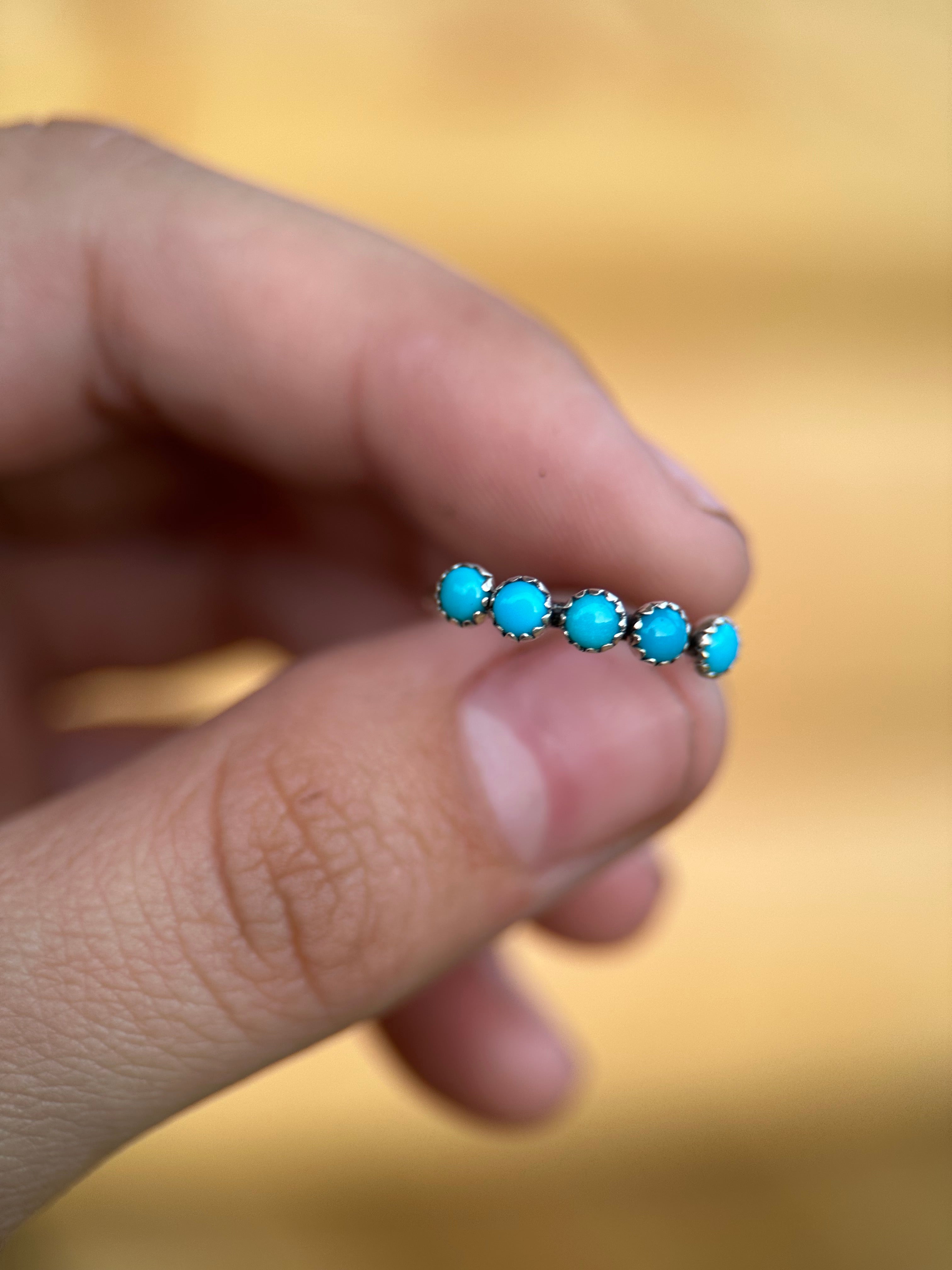 TURQUOISE 3MM STRAIGHT SILVER WEDDING BANDS.
