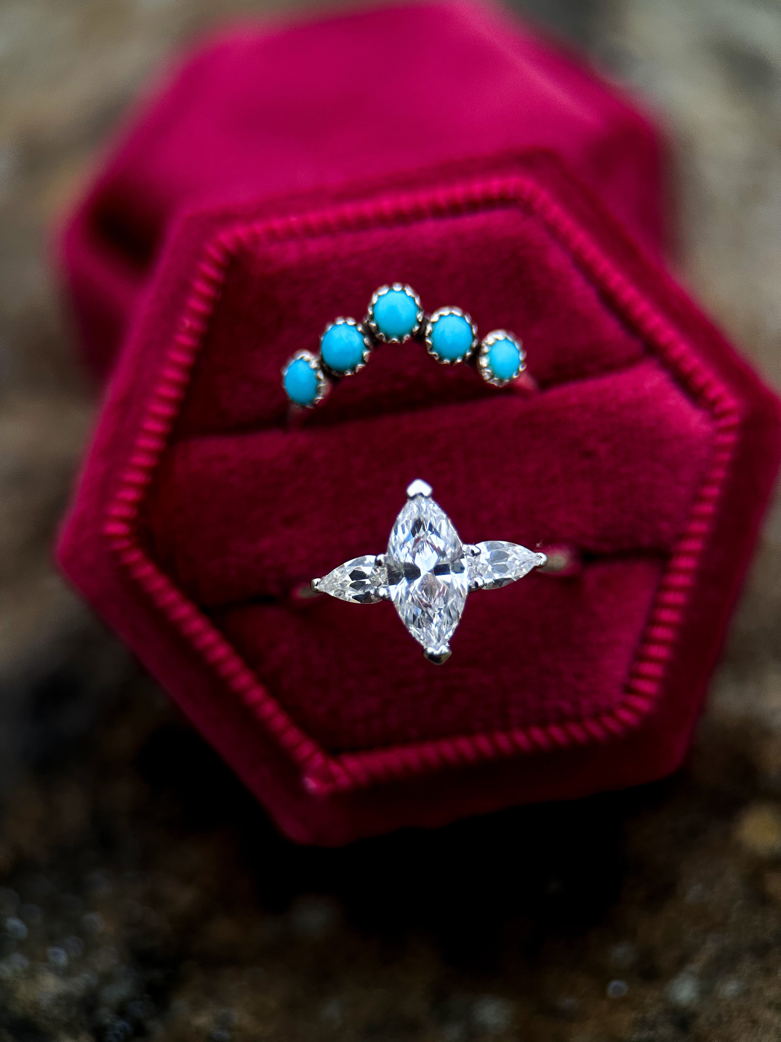 ORIGINAL MARQUISE ACCENT TWO RING SET.