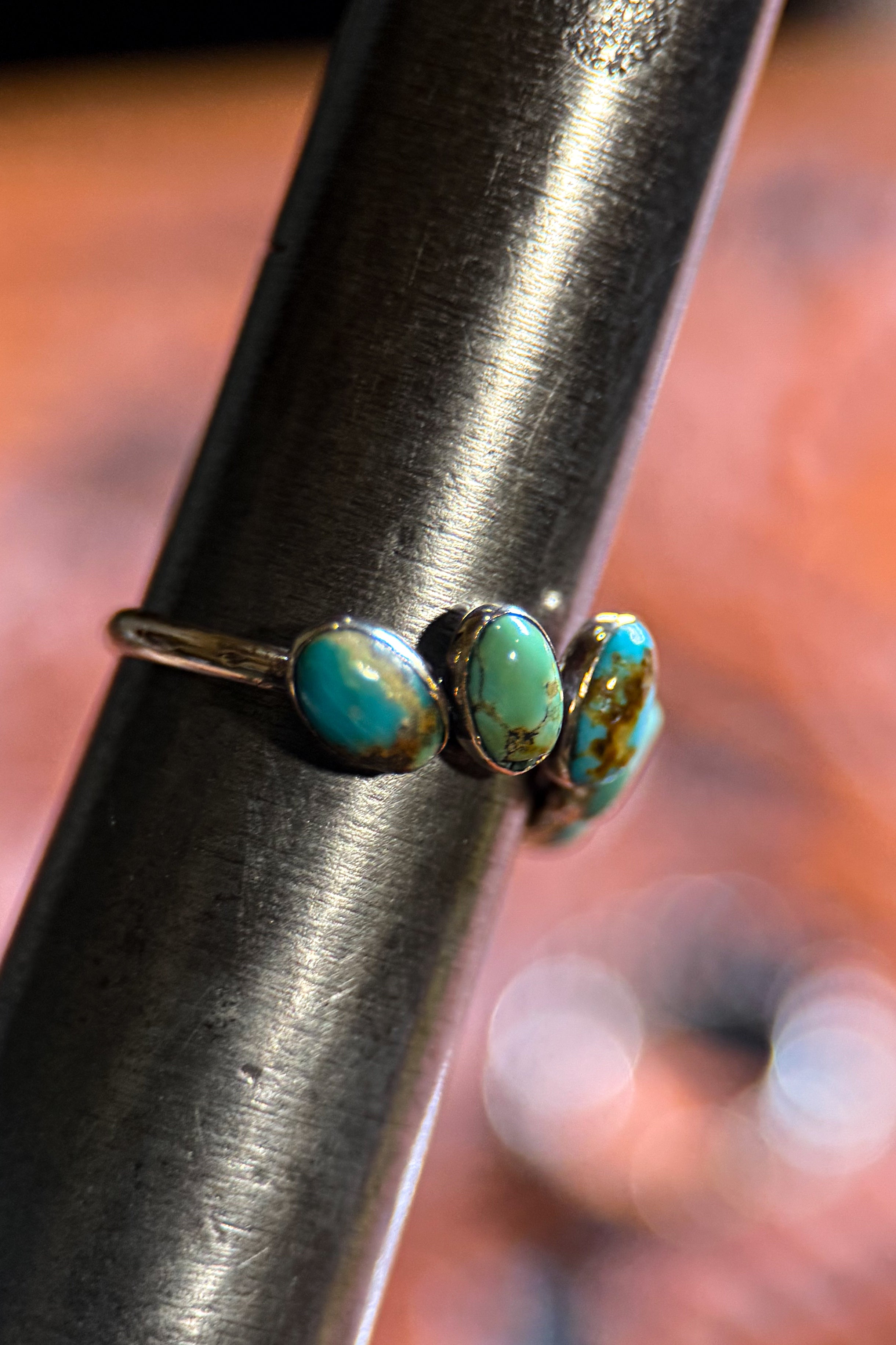 TURQUOISE 4 X 6 GOLD WEDDING BANDS.