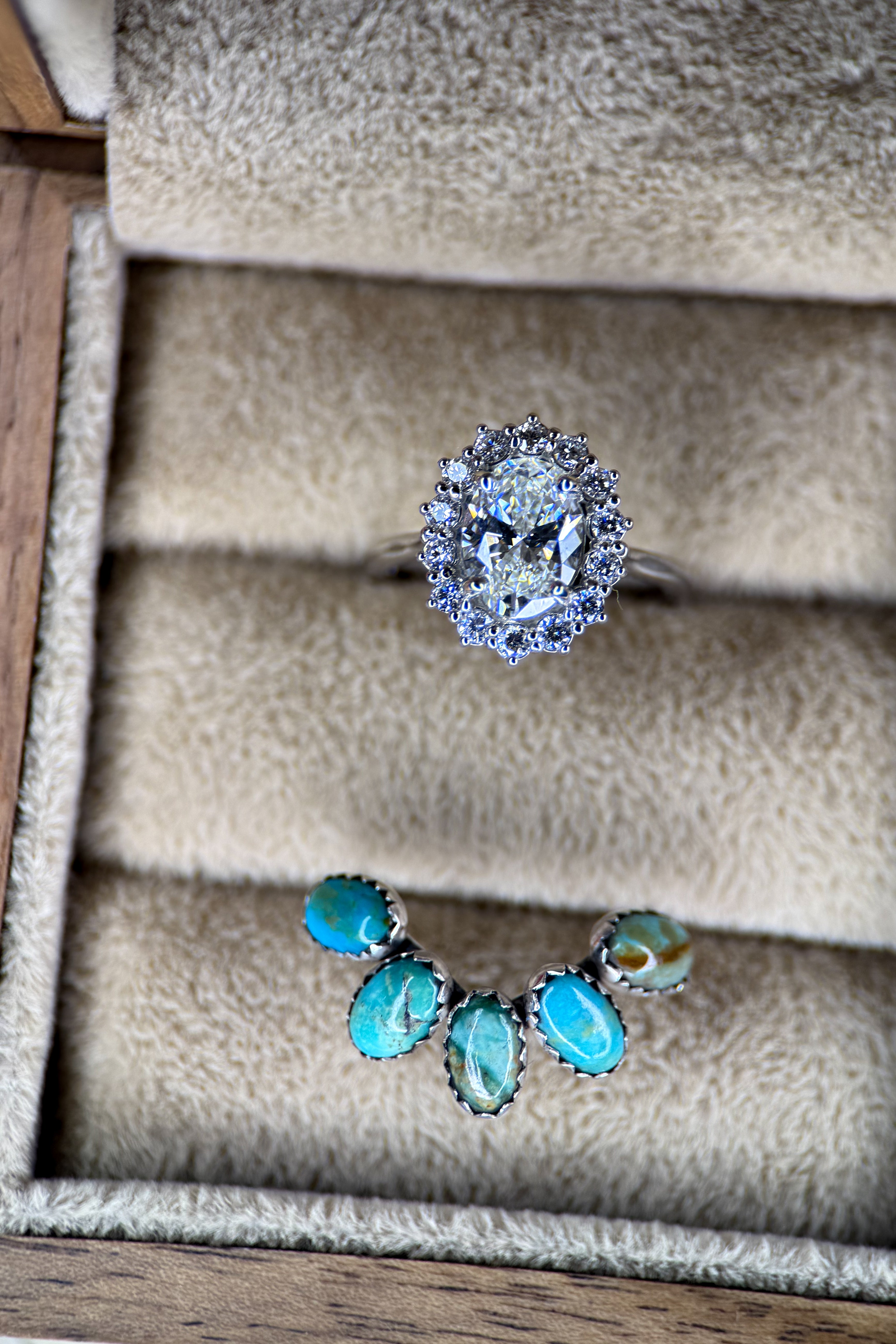TURQUOISE 4 X 6 SILVER WEDDING BANDS.