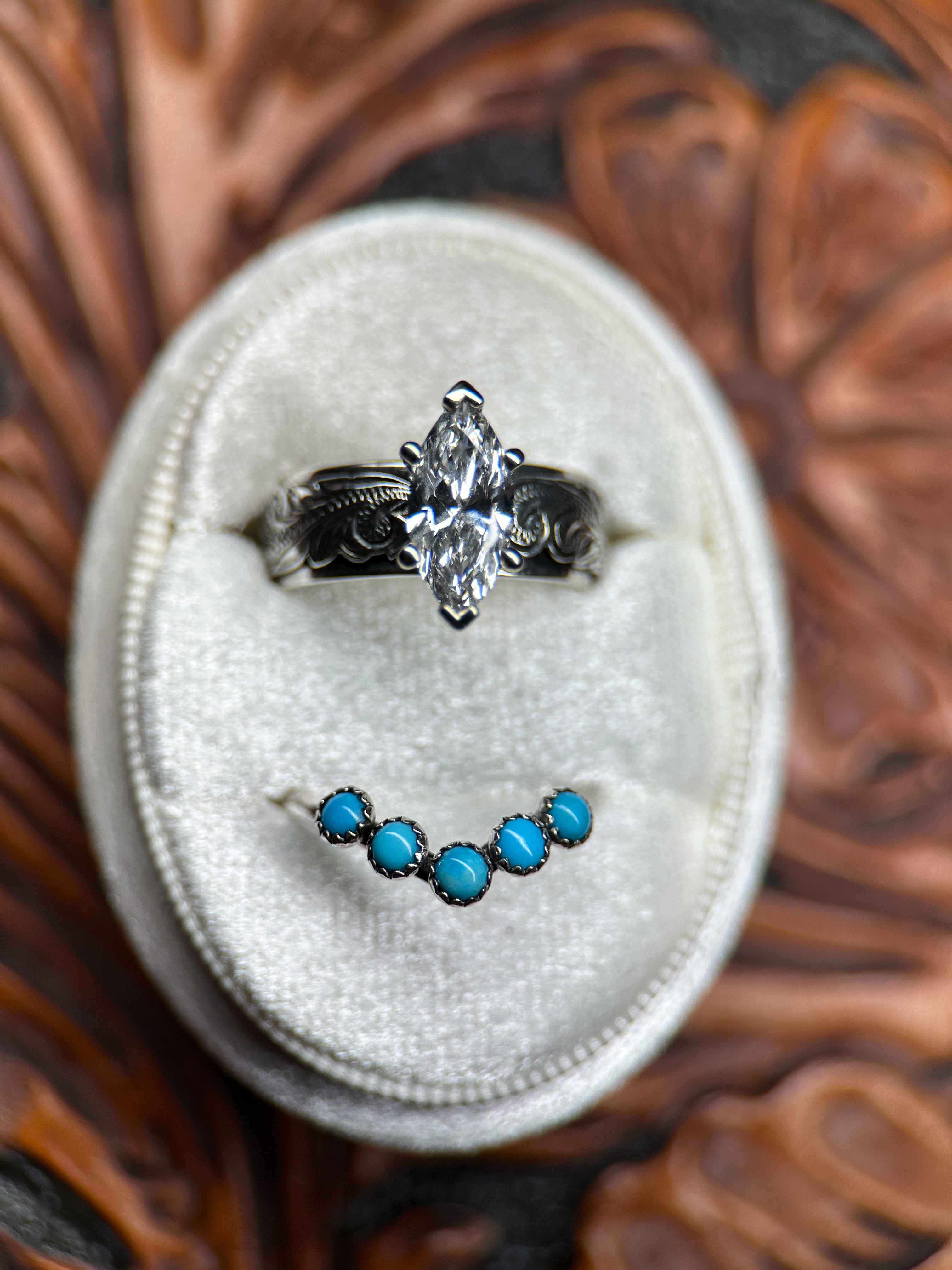 OVERLAY MARQUISE ENGAGEMENT RING.